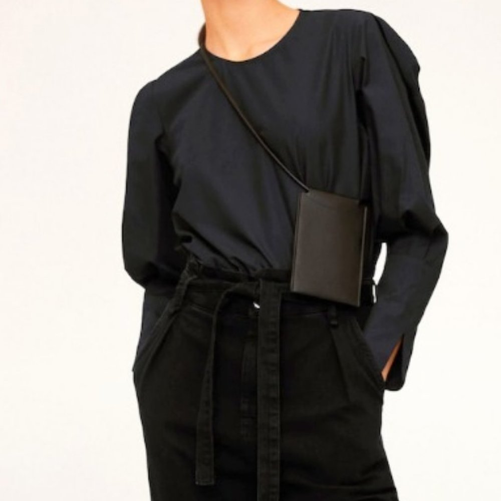 Zara Blouse Puff Shoulder Sheer Long Sleeve Black Size Small